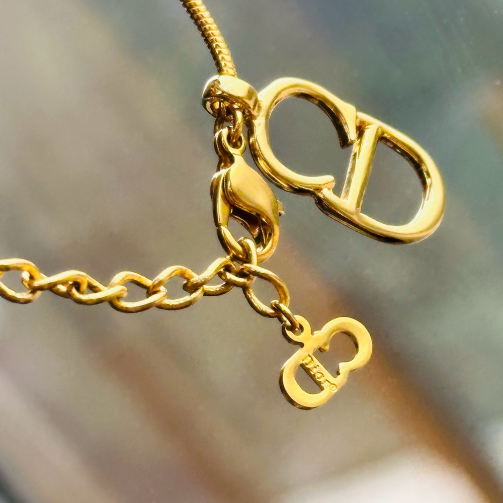 Dior: CD Logo Y2K Necklace (Gold) - Picture 2 of 10